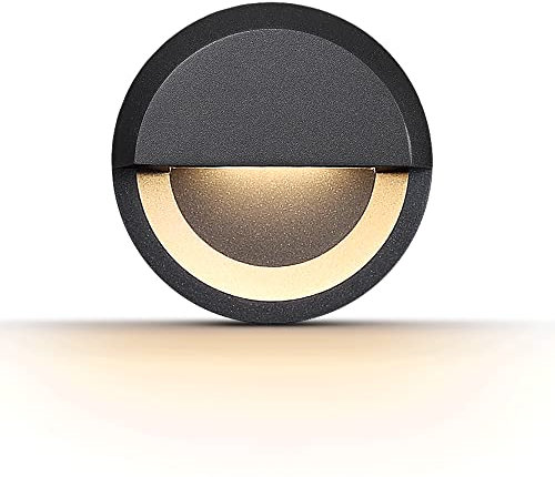 WAYEE Wandlampe Aussen,Wandleuchte außen,Treppenbeleuchtung Aussen,Treppenspots LED3W Warmweiß 3000K Wasserdichte Anthrazit Modern Rund Leichter Körper Super Dünn nur 3,5cm für Garten,Treppeg