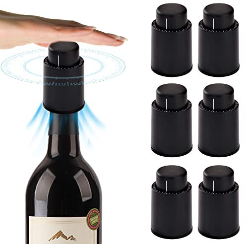 Loboo Idea bouchons à vide de pompe à vin, bouchons de pompe à vide d’épargnes de vin pour bouteilles en verre (grand, 6pcs/ boîte)
