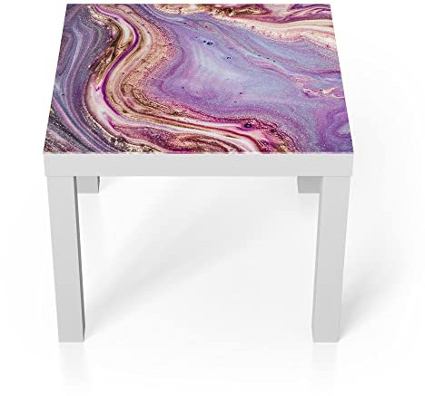 DEQORI Glastisch | weiß klein 55x55 cm | Motiv Lebhaftes Paisleymuster | ausgefallener Beistelltisch aus Glas | Hochglanz Couchtisch fürs Wohnzimmer | moderner Couch Tisch mit Design