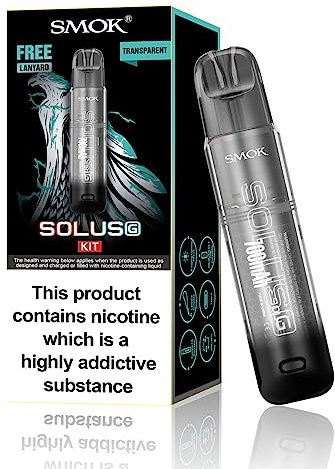 SMOK Solus G Vaping Kit, Sleek, POD System, Draw-Activated Firing, 2mL Capacity, Perfect for On-the-Go Vaping, E Cigarette, E Cig, Starter Kit, No Nicotine (Transparent)