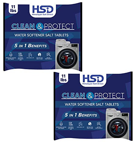 5kg dishwasher Tablets, Salt for Water Softeners and Dishwashers, and Softener Pro Salt Tablets for Water Softener, Effortlessly Achieve Sparkling Clean Dishes and Soft Water (Pack of 2)