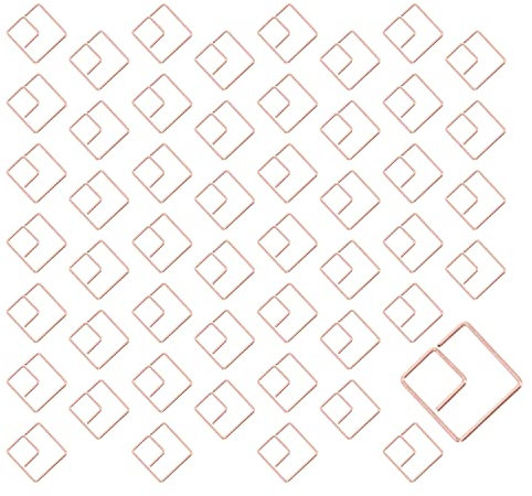 50 Stück Büroklammern Quadratische, Papierklammern aus Metall, Kreative Lesezeichen Büroklammern, Büroklammern Papier Clips, Schreibwaren Klammern für Büro, Schule, Hochzeit, Dekoration