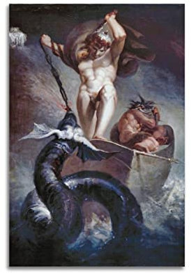HAATTI Henry Fuseli Thor Battering The Midgard Serpent Poster, helle klare Leinwand, Wandkunst, Bilderdrucke, hängende Foto-Geschenkidee, Dekoration, Zuhause, Kunstwerke, 40 x 60 cm