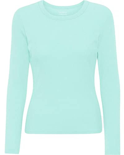 Top Linen (NW) Ltd Women's Mint Green Long Sleeve Stretch Round Scoop Neck T Shirt - Lightweight Womens T Shirts for Casual Wearing - Ladies T Shirts Made in The UK (S/M)