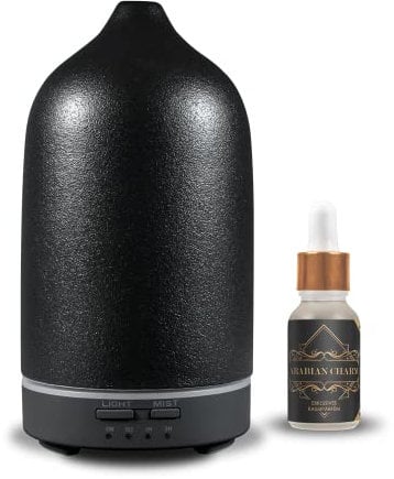 Aroma Diffuser AS Mini (Black) | von Reima | Ultraschall Luftbefeuchter | inkl. hochwertigem Parfümöl Arabian Charm | würzige Akkorde