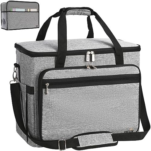 FINESUN 2-in-1-Nähmaschinentasche und -unterlage, faltbar, Deluxe-Nähmaschinen-Tragetasche für Brother, Singer, Bernina und die meisten Maschinen (grau, Tasche)