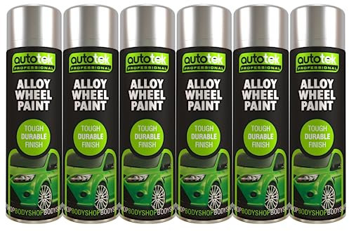 Autotek Alloy Wheel Multi-Purpose Spray Paint Tough Durable Finish 500ml x6