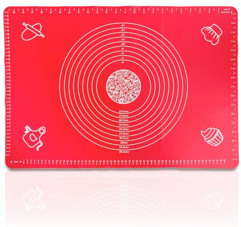 XXL 65 x 45cm rutschfeste Silikon Backmatte Backunterlage Teigmatte Rollmatte Ausrollmatte Teig Fondant Marzipan (Rot)