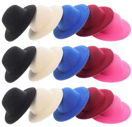 NOLITOY Schwarzes Dekor 15 Stück Kleine Mütze Schwarzer Zylinder Schwarze Dekoration Handdekoration Puppenhüte Zum Basteln Mini-Weihnachtsmütze Miniaturhut Puppenzubehör Farbige Hüte
