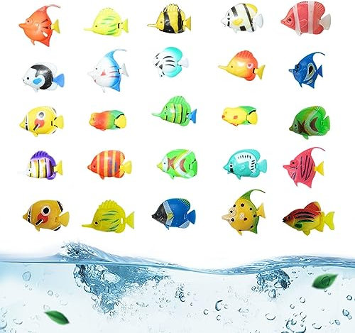 Finyoffiy 50 Stück Künstliche Aquarienfische Leuchtende Tropische Fische Dekorationen Lebensechte Fisch Verzierung Aquarium Dekorationen für Aquarium Tiere für Aquariendekoration (Zufälliger Stil)