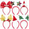 6 Stücke Glitzer Weihnachten Haarreif,Neuheit Xmas Weihnachtsfeier Kopfschmuck Set,Weihnachtsbaum Santa Hut Rentier Geweih Schneemann Bögen Pailletten Sterne Haarreifen Party für Kinder Erwachsene