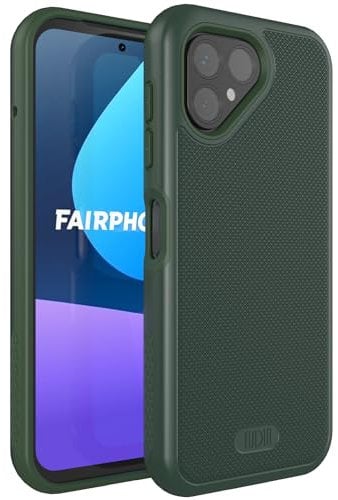 TUDIA DualShield Grip kompatibel für Fairphone 5 Hülle (2023), [MergeGrip] Stoßfestes Dual Layer Dünn TPU Militär Grade Schlanke Passform Hochleistungsschutz Handyhülle - Kiefergrün