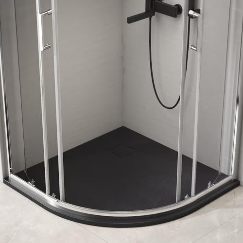 EMKE Plato de ducha de 90 x 90 cm, plato de ducha de 90 x 90 cm, plato de ducha plano, antideslizante, recortable, color negro