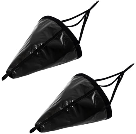 Tandefio 2 Stück 81,3 cm Meeresanker Drift Socke für Angelboot, 250D Nylon, Schleppangeln, Drogue für Marine, Boot, Fallschirm, Drift Anker für Kajak, Ponton, aufblasbares Segelboot (schwarz)