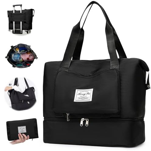 Raxfekro Große Faltbare Unisex-Sporttasche, wasserdichte Reisetasche, Tragbare Gym Bag mit Nass-/Trockenfach für Reisen, Sport, Fitness