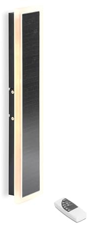 Esotec Solar Wandleuchte Außenwandleuchte SmartLight 50 Metall 102652 | Abm: 478×95×42mm, Metall, Fernbedienung, 3000/4000/6500K, Timer 3/5/8 Std, Akku wechselbar, Monokristallin 9,8Wp, 200lm, IP65
