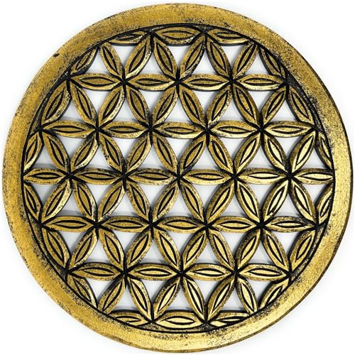 Trintura Blume des Lebens Wanddeko Holz 30cm GOLD, Dekoratives Wandbild, Lebensblume Deko, Perfekt für Meditation, Yoga und Heimdekoration lebensblume bild holz