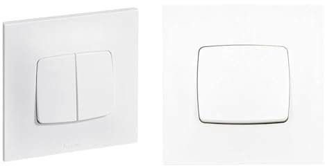 LEGRAND - Interrupteur Double ou Va-et-vient Neptune 10A - Commande d'Éclairage Monobloc & Interrupteur Poussoir Neptune 6A - Commande d'Éclairage Monobloc - Prêt à Installer