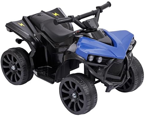 Baroni Toys Quad électrique pour Enfants 1-4 Ans avec Guidon, Effets sonores et Lumineux, Quad avec Marche Avant et arrière, Batterie Rechargeable 6 V, Facile à Assembler, 70x42x45 cm (Bleu)