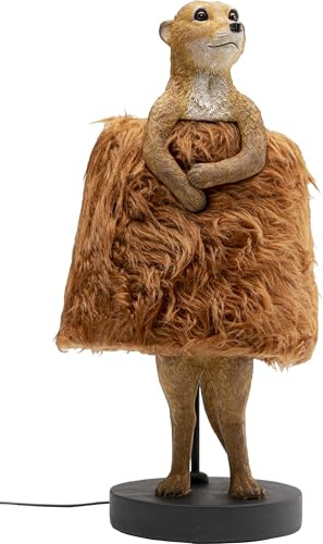Kare Design Tischleuchte Animal Meerkat Fur, Braun, Erdmännchen-Motiv, Tischlampe, Webpelz Schirm, kein Leuchtmittel inklusive, E14, Wohnzimmer, Tierlampe, Designer Leuchte