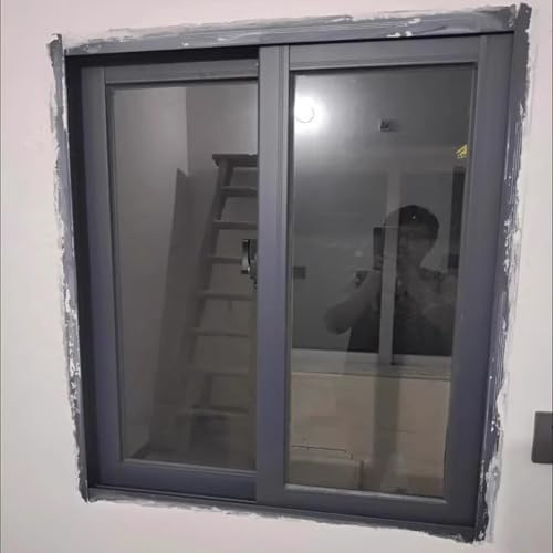 Kellerfenster Aluminiumfenster für Häuser mit Fliegengitter, Schiebefenster für Schuppen, Hühnerställe und Scheunen in Wohnmobilen, Graues Innenfenster im Landschaftsstil für Den Keller(80x80cm/31.5x3