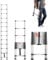 VEVOR Telescoping Ladder, 12.5ft Stainless Steel Lightweight Extension Ladder, Multi-Button Retraction Collapsible Ladders, 330LBS Capacity & Non-Slip Feet, Portable 13-Step Ladders for Home, RV, Loft