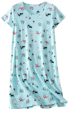 Camisones para mujer, talla grande, camisones de algodón para mujeres mayores, manga corta, conjuntos de ropa de dormir, camisones y camisas de noche para mujer, ropa de dormir de algodón, pijama
