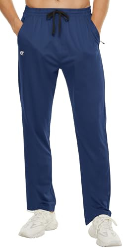 YuKaiChen Mens Joggers Tracksuit Bottoms Men Jogging Bottoms Athletic Fit Gym Sports Track Pants with Zip Pockets Size L Navy