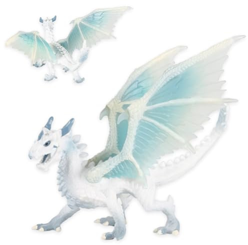 Danbghyuo Eisdrache Modell Eisschnee Drache Figur,Tierfiguren Eisdrache Spielzeug Dinosaurier Modell,Bewegliche FantasyActionfigur,Kindergeburtstagsgeschenke,Spielzeug für Kinder ab 7 Jahren