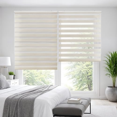 Tende a rullo per interni Giorno Notte avvolgibile Doppio strato Tessuto elegante per porta e finestra. Offrono un'adattabilità alla luminosità STORESDECO Lino 160 x 250 cm (Larghezza x Altezza)