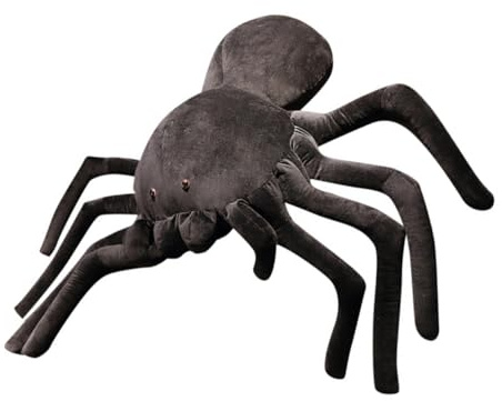 Kisangel Kuscheliges Schwarzes Spider Plüschtier Weiches Baumwoll für Dekoratives Wurfkissen und Niedliche Geschenkidee für Mädchen und Jungen