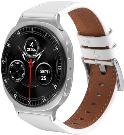 aoyi Bracelet Montre Cuir Véritable Italien pour Galaxy Watch8/9 | Compatible 40mm 44mm Classic 46mm 2025, Sangle No Gap, Habillé, Femme Homme