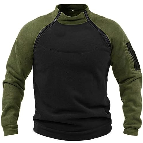 Générique Hommes Tactique Armée Polaire Pull Veste Militaire Athlétique Sport Haut Chaud Zippé Sweatshirt sans Capuche Coupe-Vent Chandails Travail Loisir