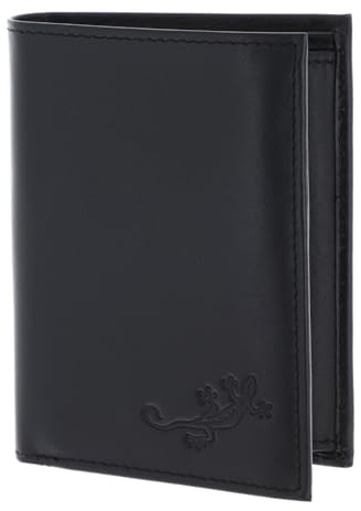 Oxmox Leder Geldbörse Leather RFID Protect Kombibörse Lizard 2.0 Embossed Black schwarz