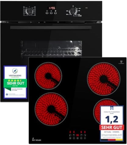 KKT KOLBE Herdset SET8005FBCH5900RL | Elektrisch, Glaskeramik Edelstahl | 60 cm Einbau-Backofen BO8005FB, 59 cm Kochfeld CH5900RL, autark, Grill, Heißluft, Timer, Wärmeschutz, Kindersicherung