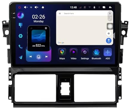 Coche de Doble DIN Radio para Toyota VIOS Yaris 2013-2016 Android 15 9 Inches Pantalla Coche FM Am Bluetooth USB para, 4Core 2G+32G