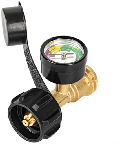 GLFLOW Indicateur de niveau de bouteille de gaz, jauge de réservoir avec détecteur de fuite, connecteur en laiton pour barbecue, chauffage de gril, camping-car pour QCC1