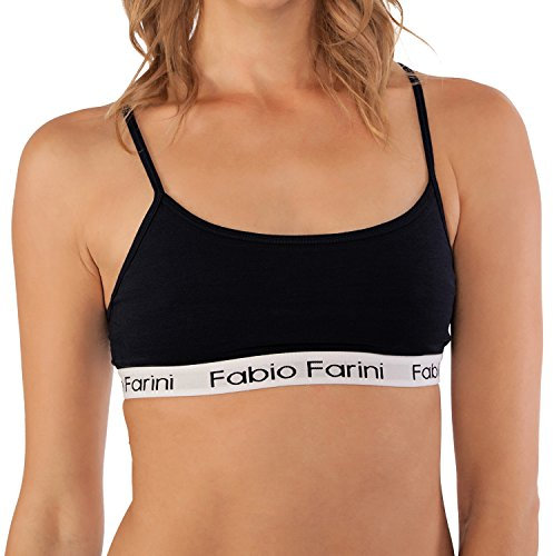 Fabio Farini Sport-BH Sports-Bra mit breitem Unterbrustband und Spaghetti-Trägern, in 3 Farben Schwarz S