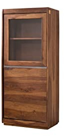 Vitrine Sheesham braun lackiert SYDNEY #105 | 63x40x147 cm (BxTxH) 48 kg Modern montiert vollmassiv