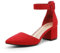 DREAM PAIRS Womens Low Mid Block Heels Mary Jane Ladies Ankle Strap Court Shoes Sandals Annee Red Suede Size 11 US/ 9 UK