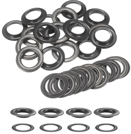 Trimming Shop 30mm Oeillets Anneaux avec Rondelles - Parfait pour Cuir Artisanat, Rideaux, Rideaux et PVC Bannières - Bronze à Canon Noir, 25 Pcs