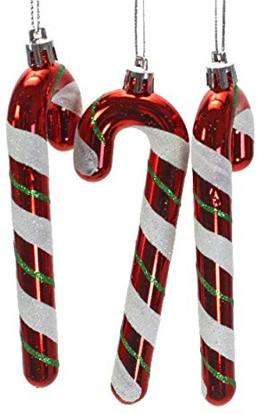 Voss 3 St. Zuckerstangen 12cm Kunststoff Christbaumschmuck Baumschmuck Weihnachtsschmuck Tannenbaum Weihnachten Anhänger