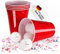 VIVALOO 100 vasos de fiesta reutilizables incl. 12 bolas - Vasos de bebida de tamaño original de 16oz (473ml) - Vasos de fiesta de plástico rojo aptos para lavavajillas