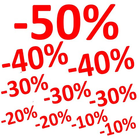 Aufkleber -50% -10% -20% -30% -40% 10er Set Prozent Sale Rabatt Reduziert Etikett Sticker Schaufenster Preis Rot glatten Flächen Ausverkauf Aussenwerbung Verkauf Saleaufkleber Neueröffnung