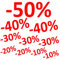 Aufkleber -50% -10% -20% -30% -40% 10er Set Prozent Sale Rabatt Reduziert Etikett Sticker Schaufenster Preis Rot glatten Flächen Ausverkauf Aussenwerbung Verkauf Saleaufkleber Neueröffnung