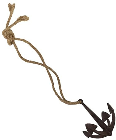 zeitzone Anker am Seil Deko Schiffstau Hängedeko Maritim Gusseisen Vintage-Stil Braun