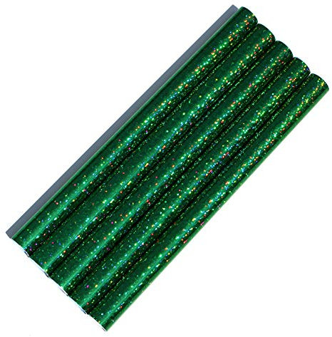 5er Set Klebefolie Hologramm Selbstklebende Glitzer Dekofolie Farbig Bastefolie Glitter Vinyl Aufkleber DIY 100cm x 33cm (Flakes Grün)