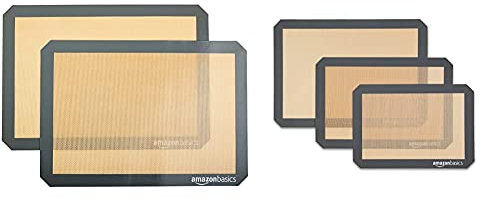 Amazon Basics Silicone Baking Mat - 2-Piece Set & Silicone Baking Mat - 3-Piece Set