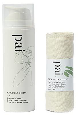 Pai Skincare Middlemist Seven Cream Cleanser 150ml, for Sensitive Skin, Gentle Face Cleanser with Camellia & Rose, Includes Organic Cloth, Sensitive Face Wash for Blemishes, Redness & Rosacea
