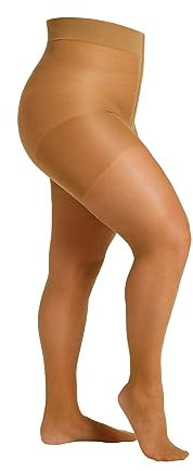 Camano Damen Strumpfhose 20 DEN Curvy große Größen reißfest seidenmatt extra breiter Komfortbund druckfrei 3D ringelfrei verstärkter Fuß 1er Pack 52/54 make up
